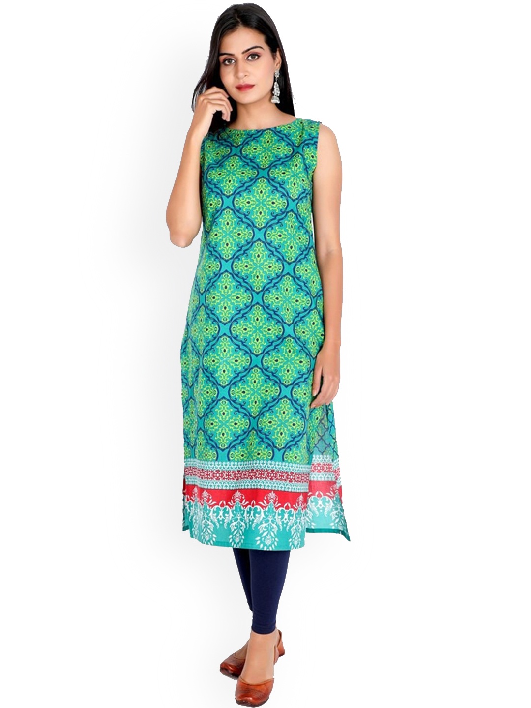 

SUTI Women Green Ethnic Motifs Printed Cotton Kurta