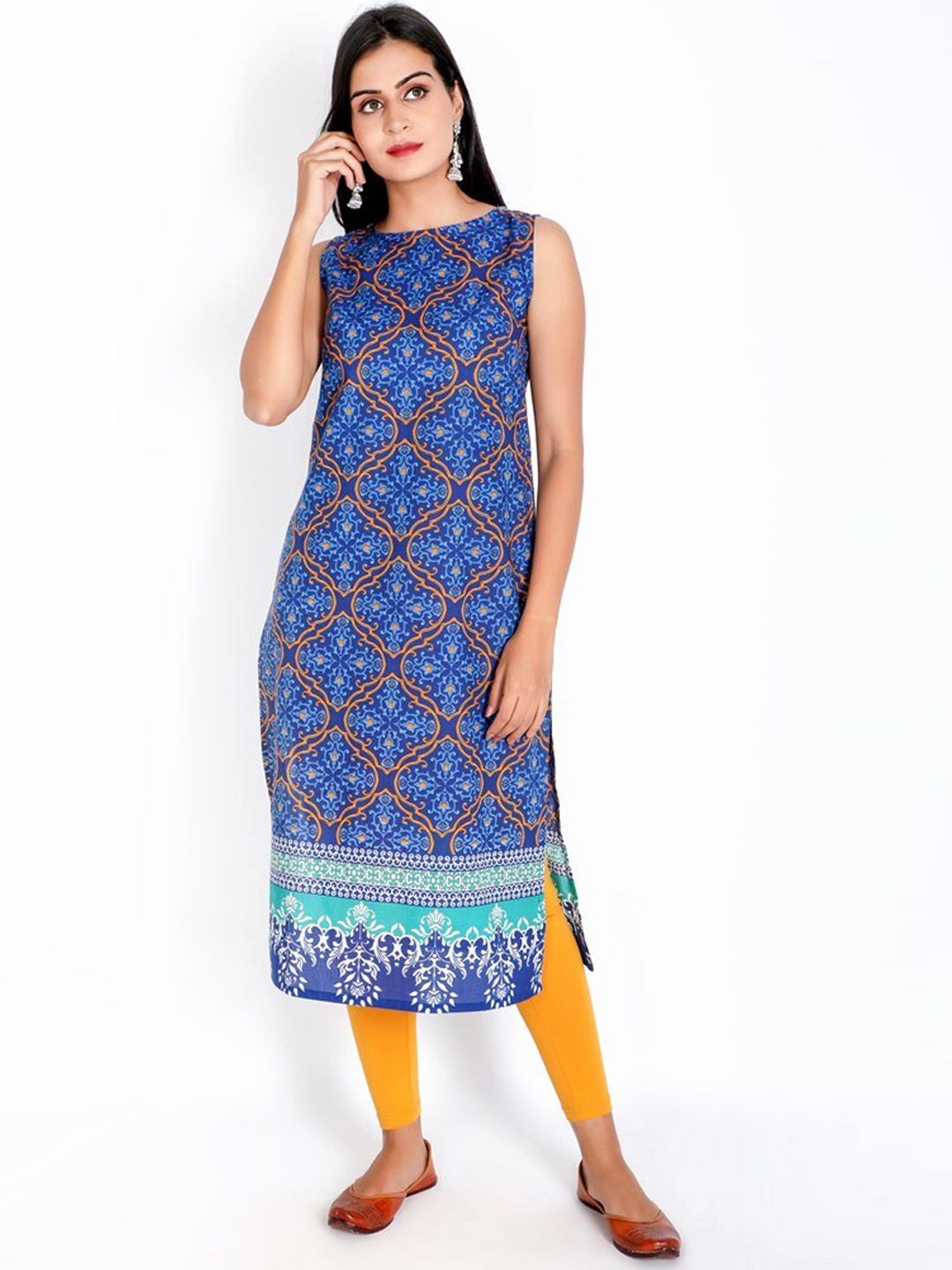 

SUTI Women Blue Floral Printed Cotton Kurta