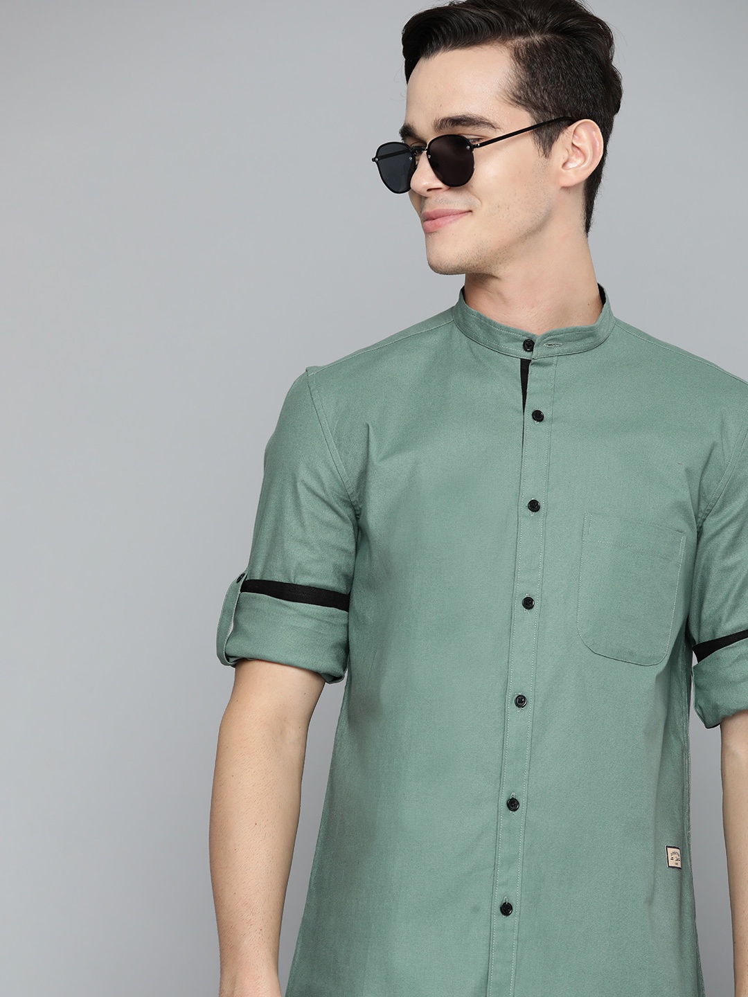 

DENNISON Men Olive Green Smart Slim Fit Casual Shirt