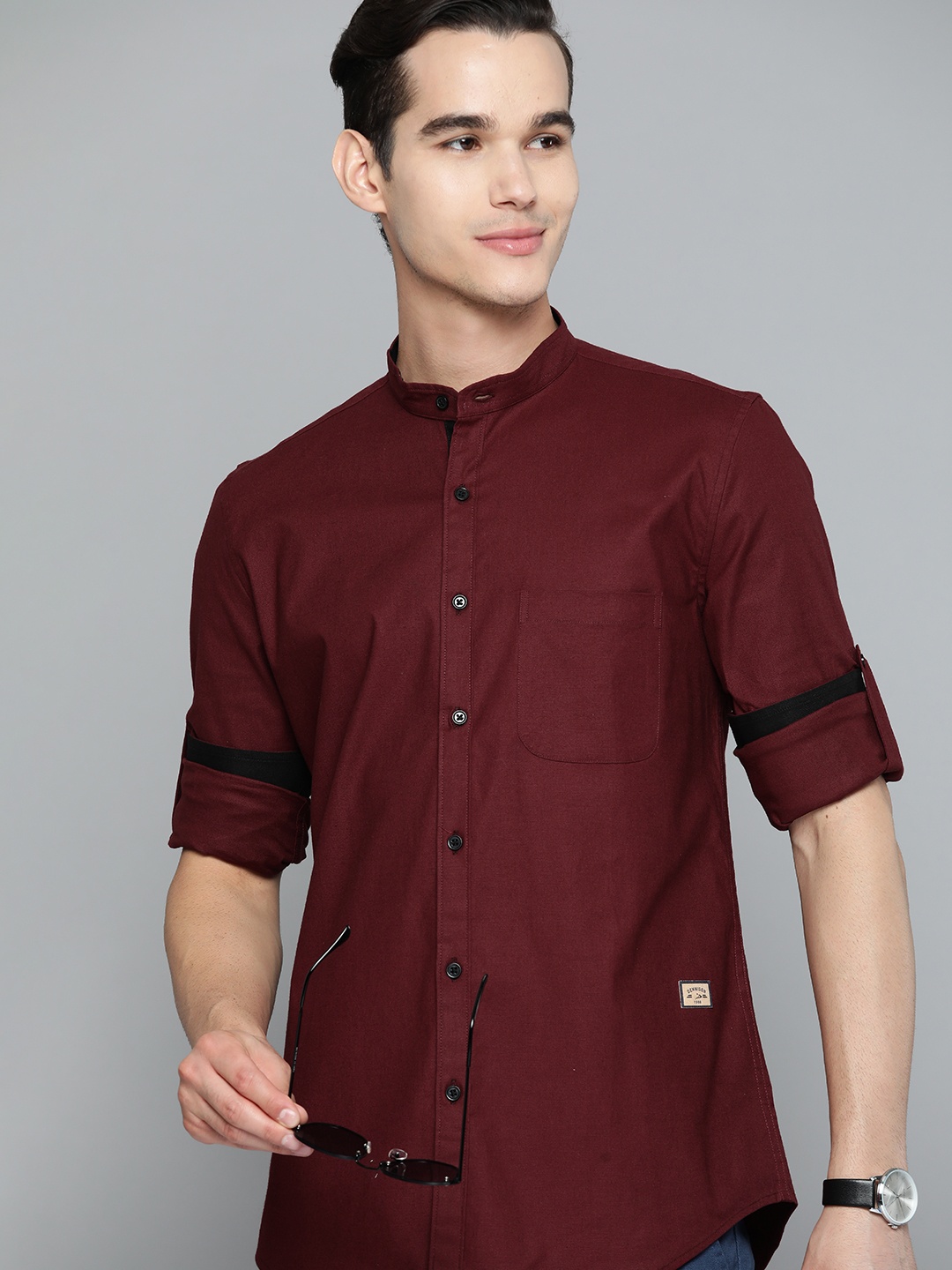 

DENNISON Men Maroon Smart Slim Fit Casual Shirt