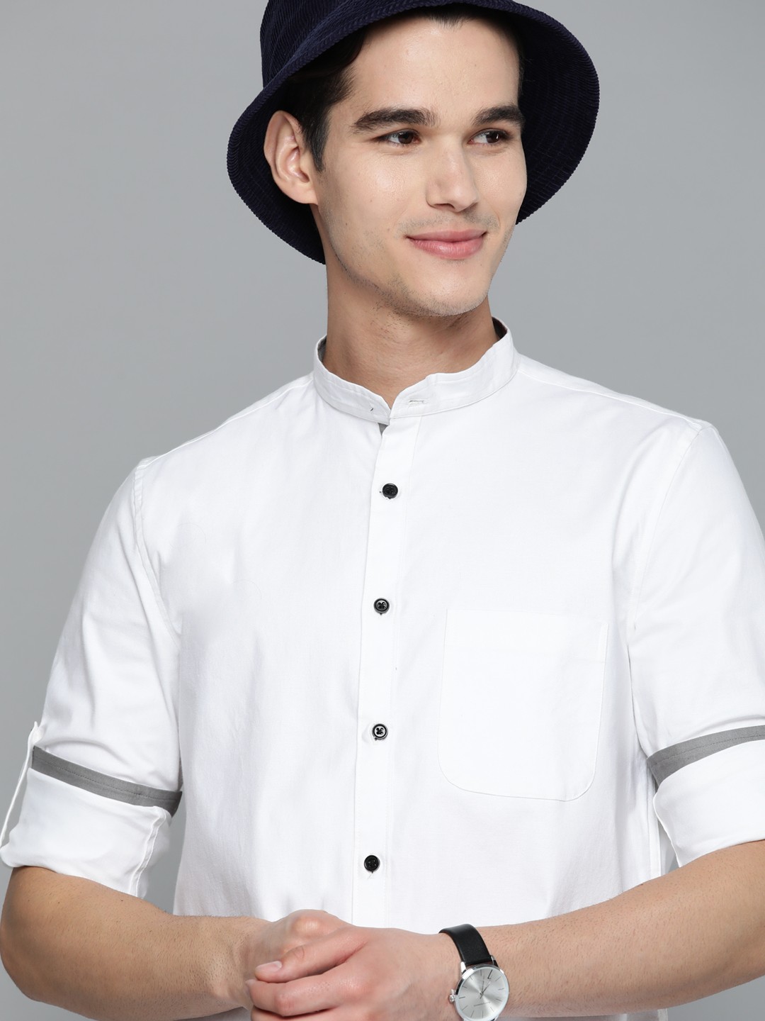 

DENNISON Men White Smart Slim Fit Casual Shirt