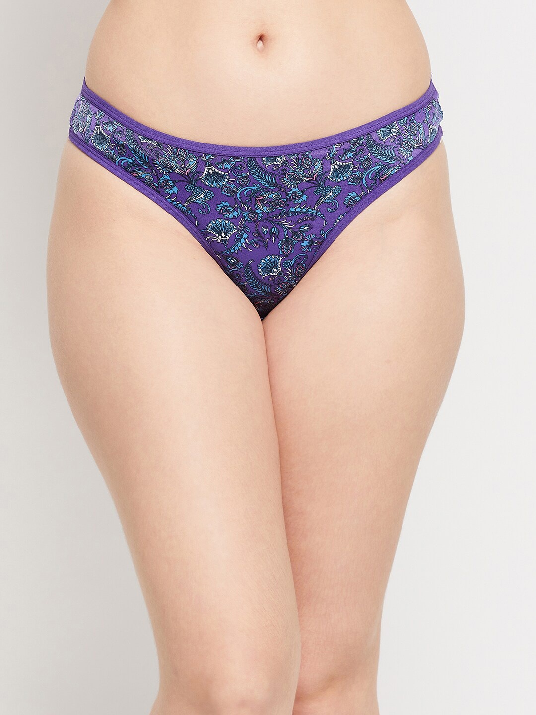 

Clovia Women Purple Printed Low Waist Thong Briefs
