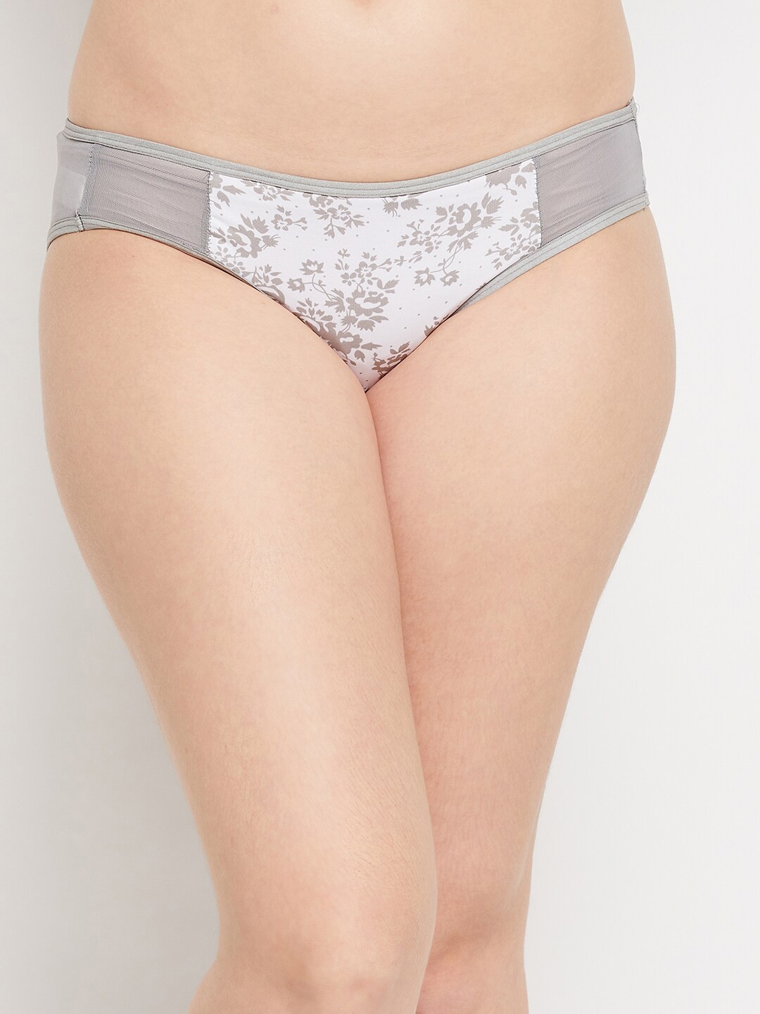 

Clovia Women Floral Printed Low-Rise Bikini Briefs PN3460A01XXL, Grey