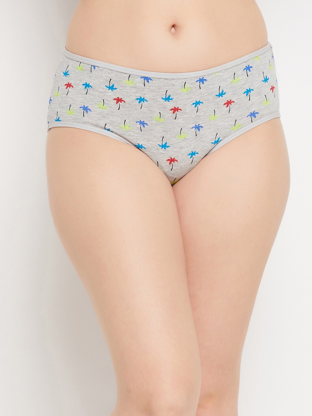 

Clovia Women Grey Melange Printed Cotton Hipster Briefs