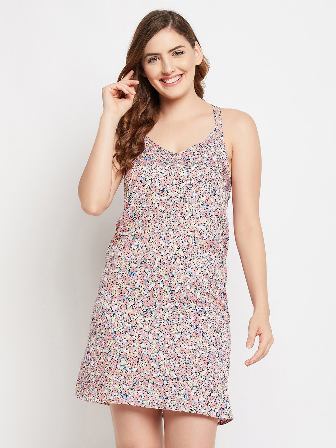 

Clovia Women Pink Printed Nightdress