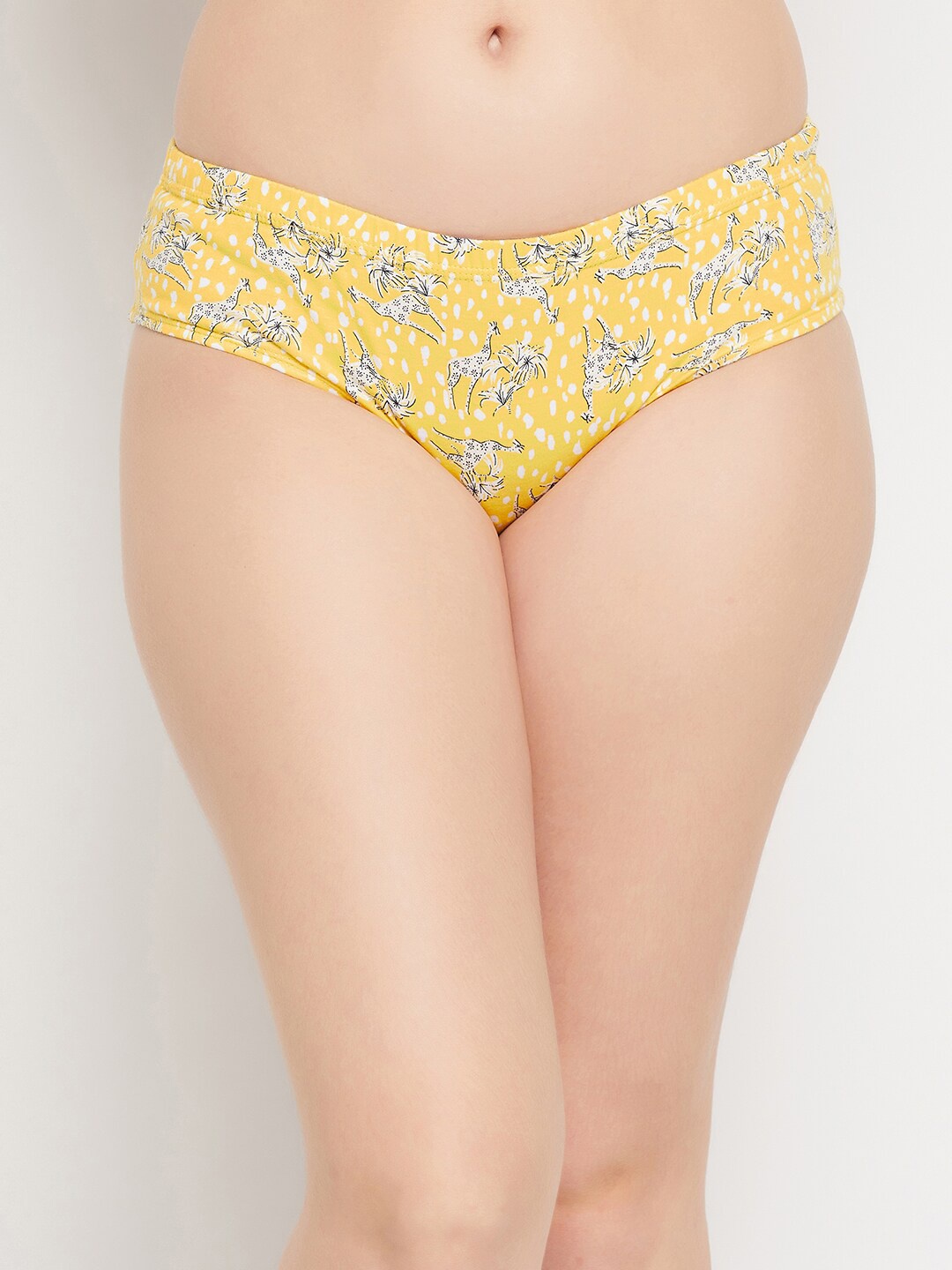 

Clovia Women Yellow Printed Mid-Rise Hipster Brief