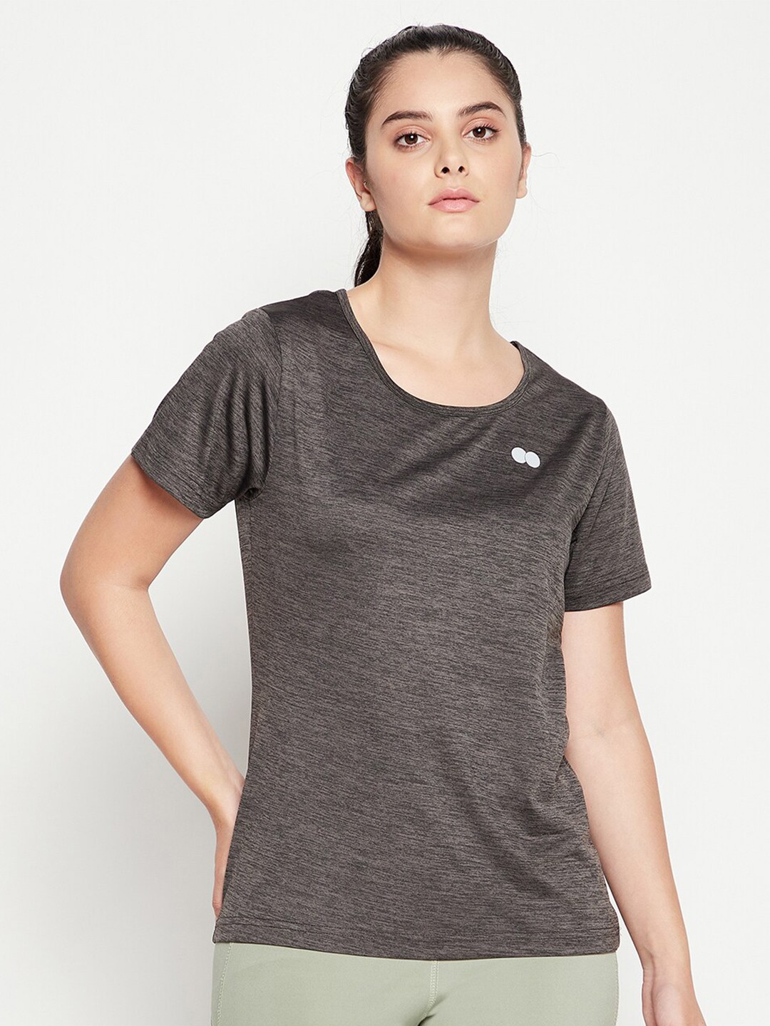 

Clovia Women Grey Slim Fit T-shirt