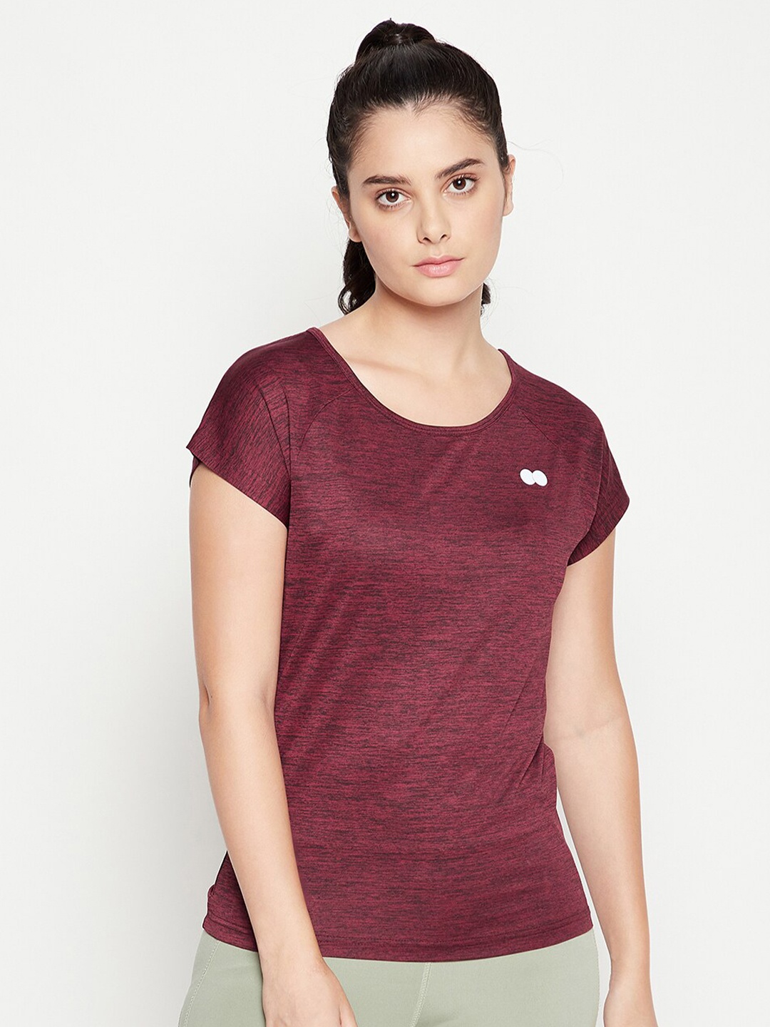

Clovia Women Maroon Slim Fit T-shirt