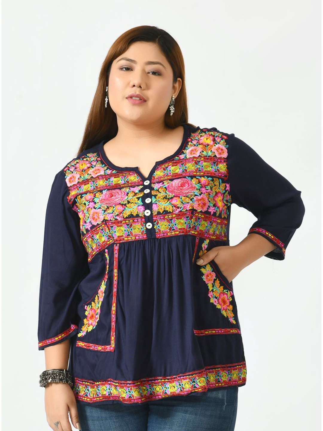 

SAAKAA Navy Blue Print Top