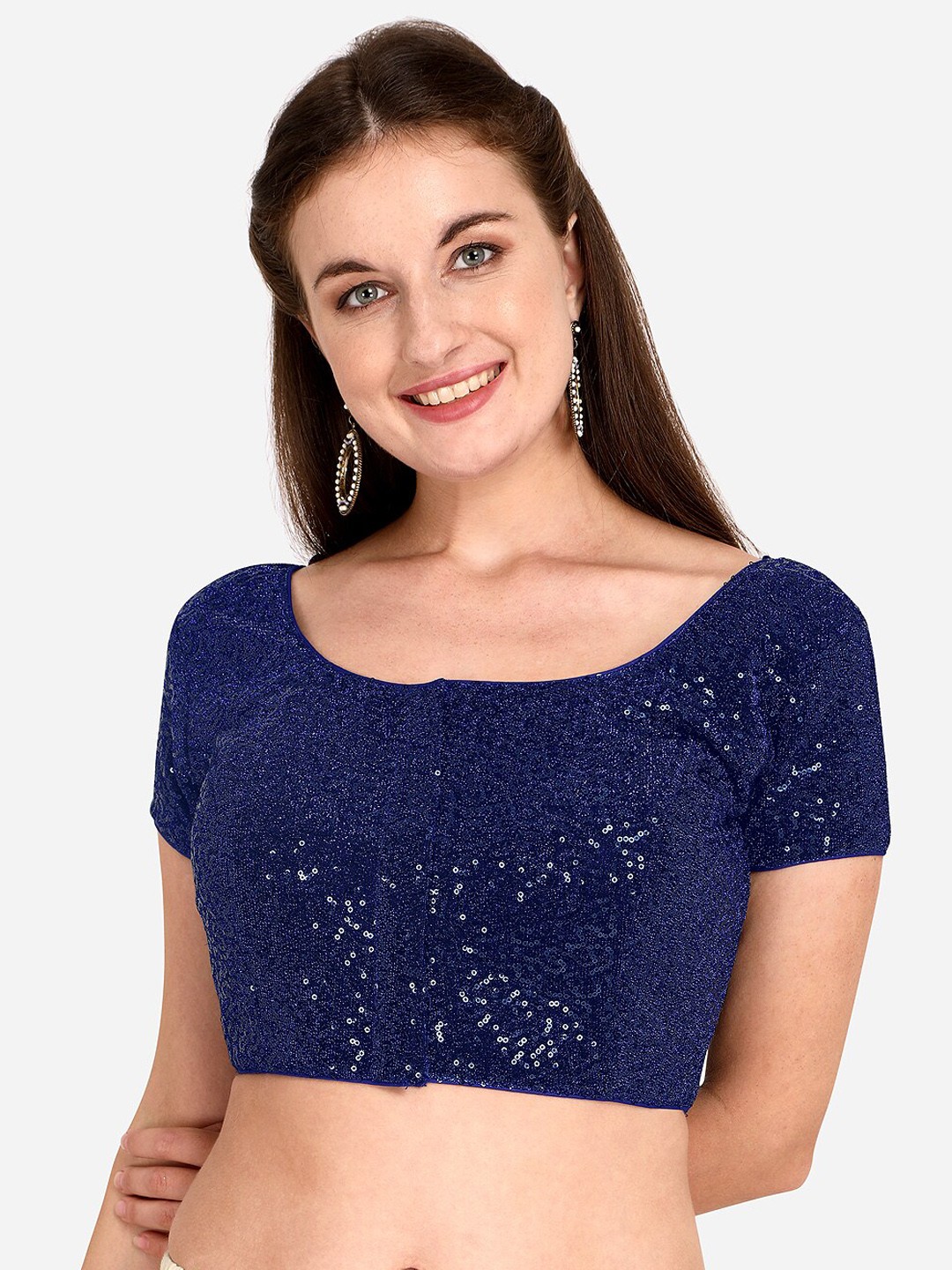 

Fab Dadu Women Blue Embellished Saree Blouse