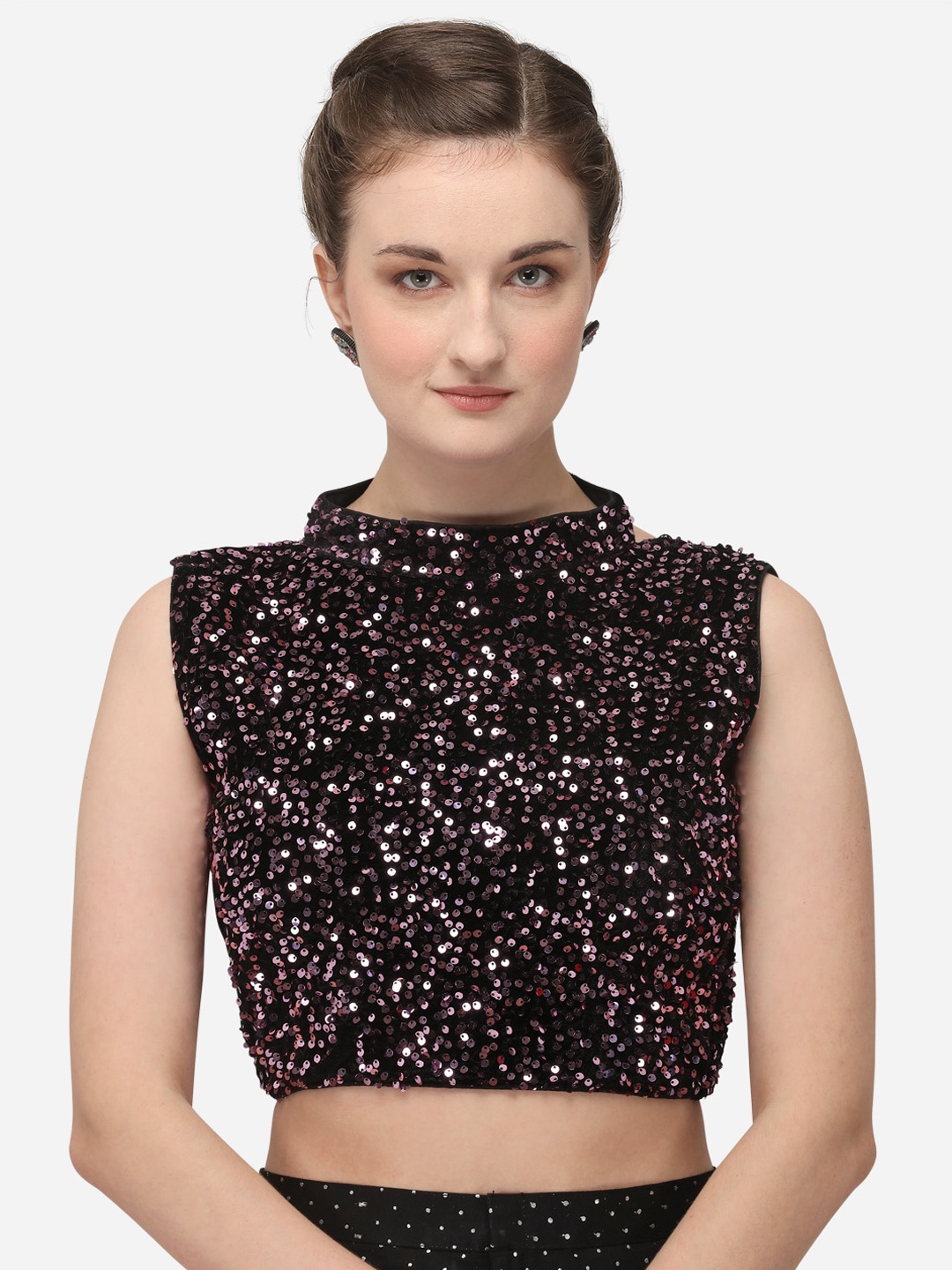 

Fab Dadu Women Purple Embellished Saree Blouse