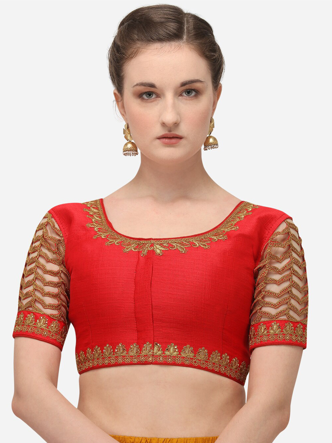 

Fab Dadu Women Red Embroidered Saree Blouse