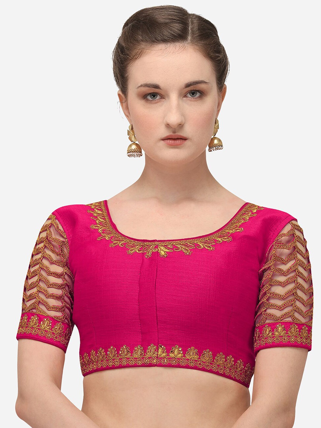 

Fab Dadu Women Pink Embroidered Saree Blouse