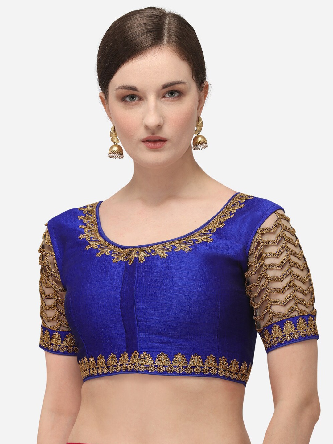 

Fab Dadu Women Blue Embroidered Saree Blouse