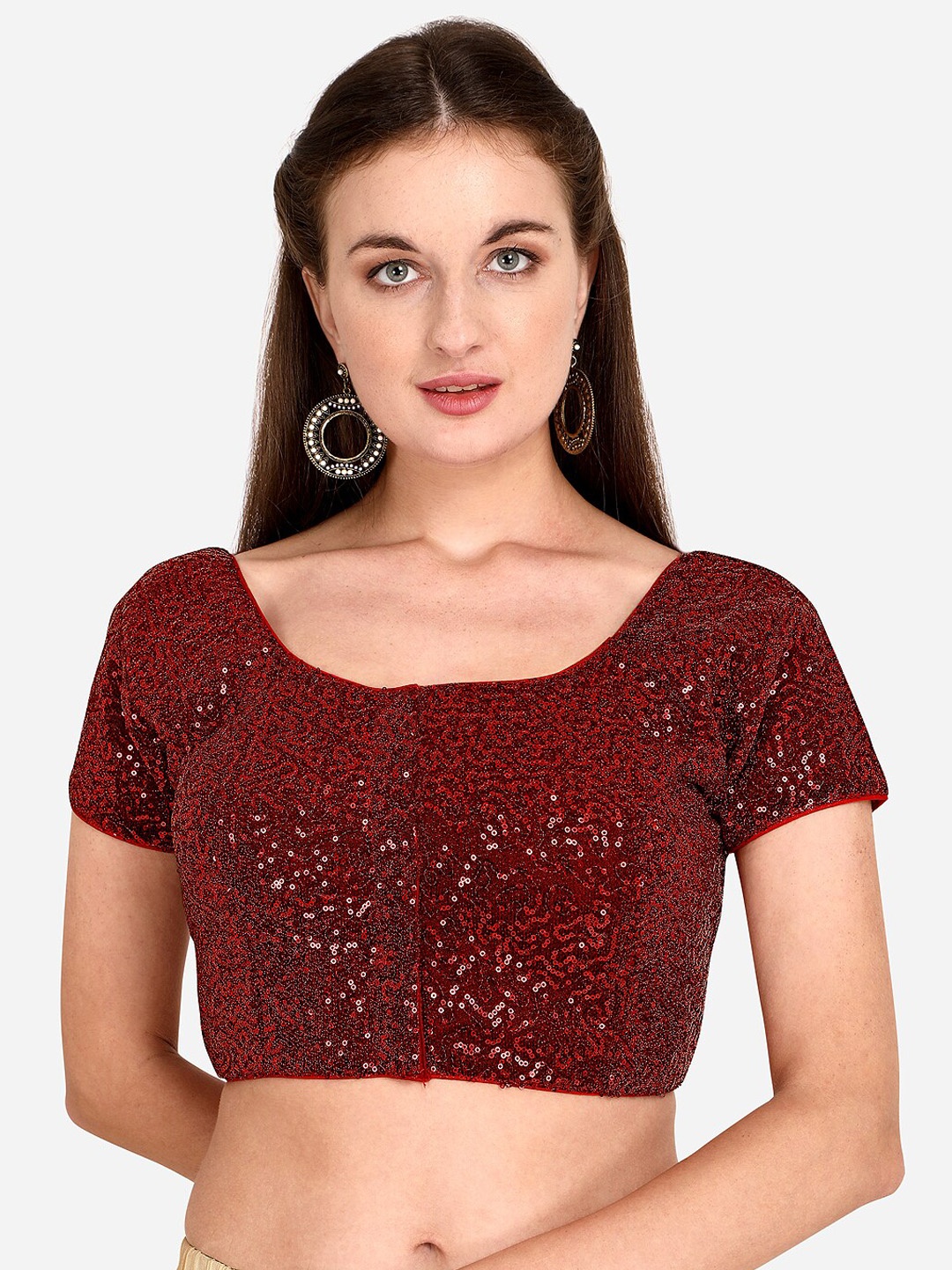 

Fab Dadu Women Red Sequins Saree Blouse