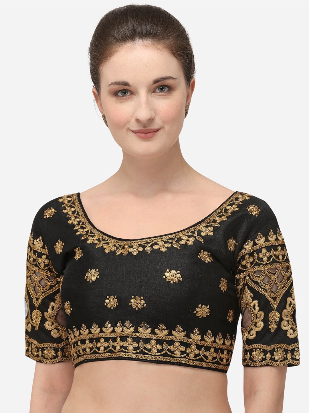 

Fab Dadu Women Black Embroidered Saree Blouse
