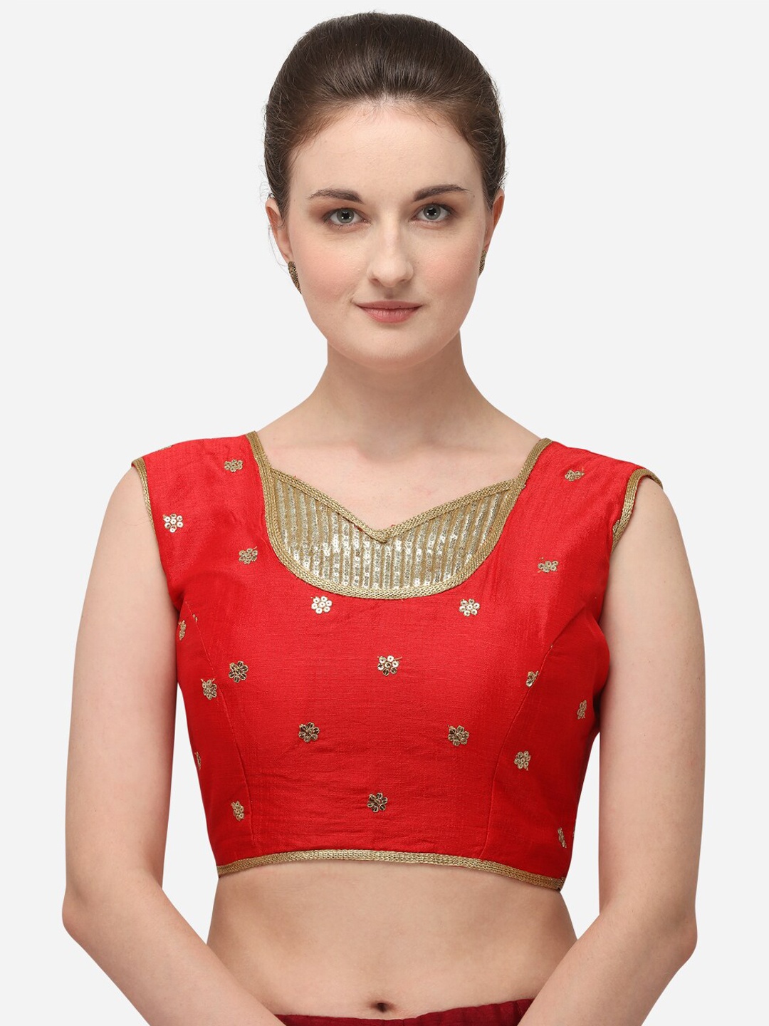 

Fab Dadu Women Red Embroidered Saree Blouse