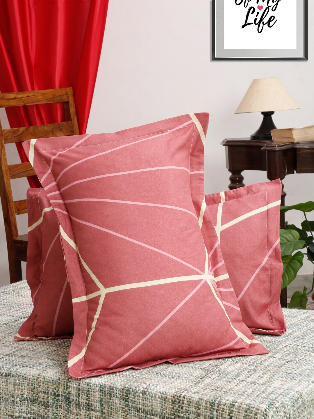 

HOSTA HOMES Set of 2 Pink & White Striped 280 TC Pillow Covers