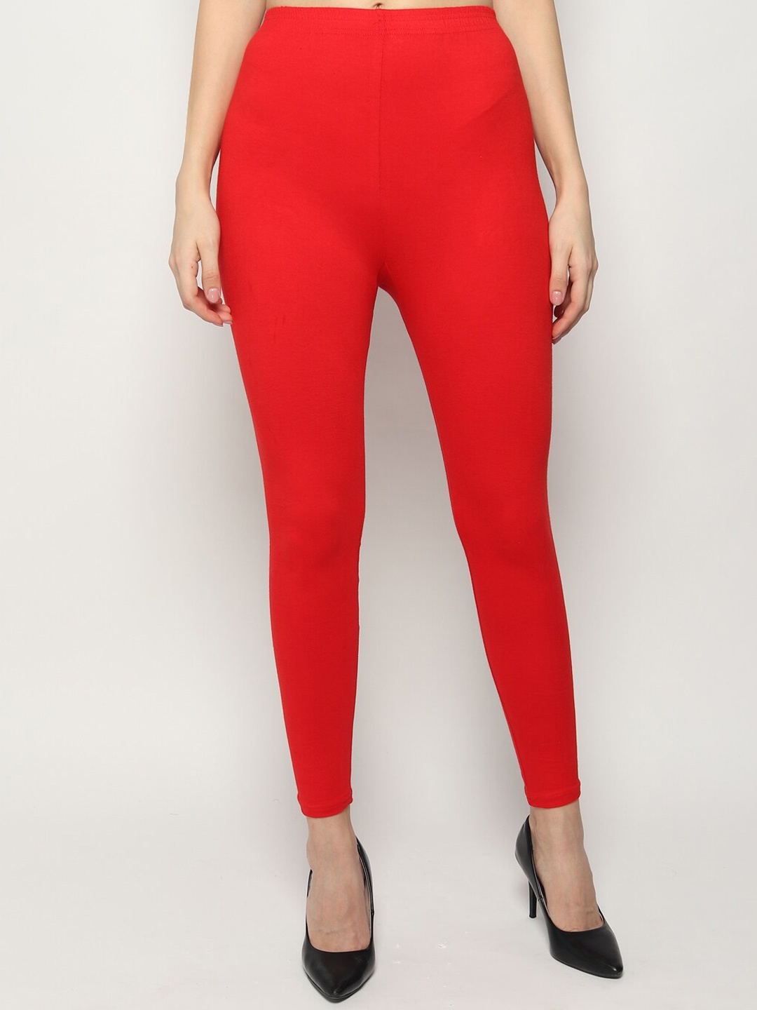 

KEX Women Red Solid Ankle-Length Leggings