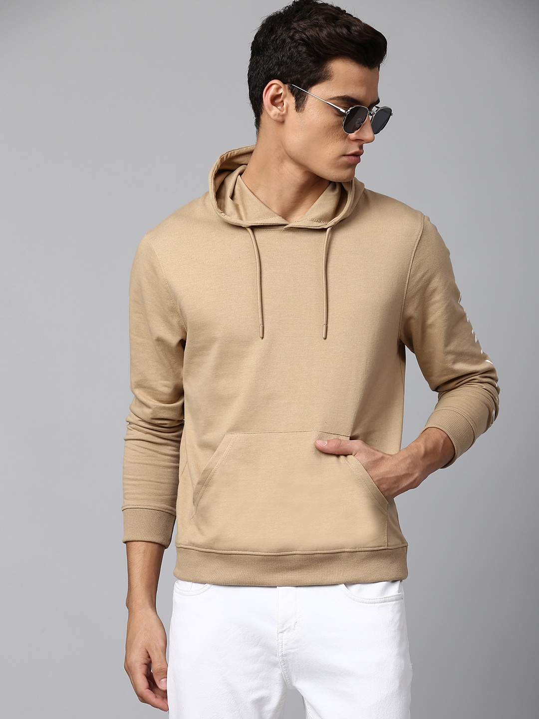 

Dennis Lingo Men Khaki Hooded Sweatshirt
