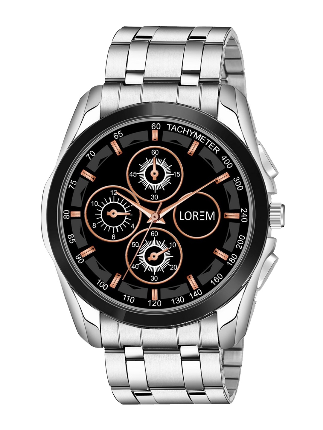 

LOREM Men Black Dial & Silver Toned Straps Analogue Watch-LR114-CM-Black