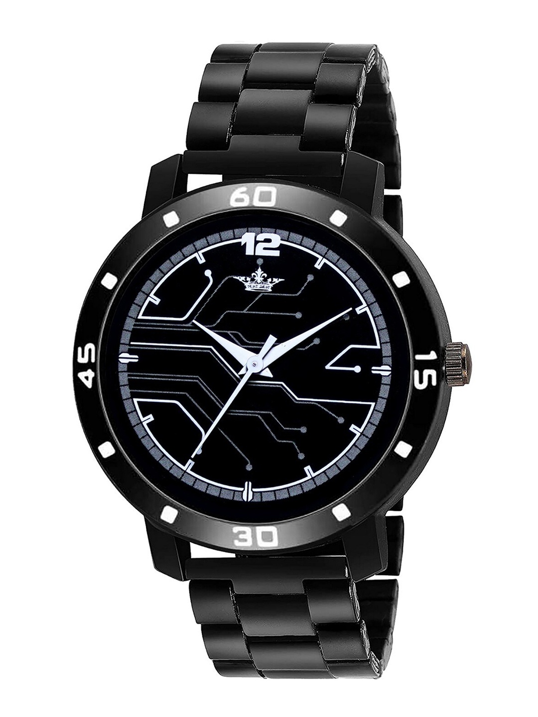 

LOREM Men Black Patterned Dial & Black Bracelet Style Straps Analogue Watch LR113-CM