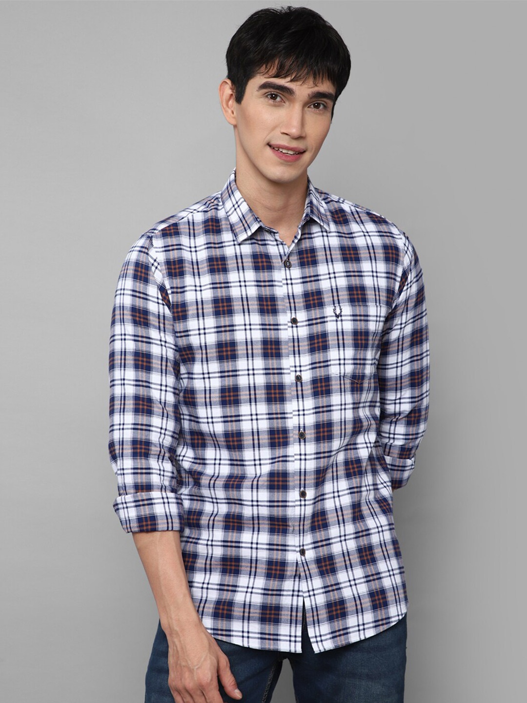 

Allen Solly Men White Slim Fit Tartan Checks Checked Casual Shirt