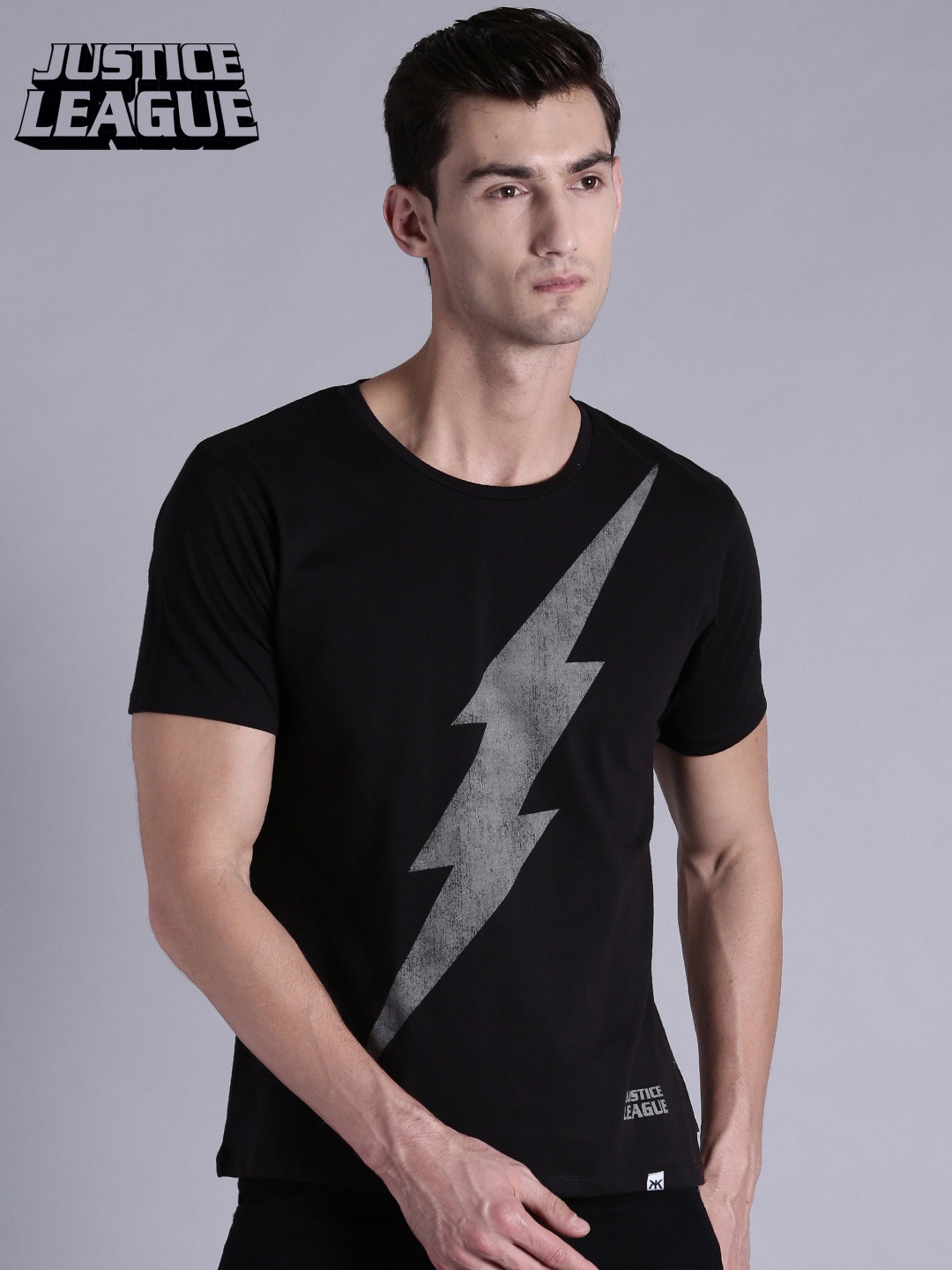 

Justice League Men Black Printed Round Neck Pure Cotton T-shirt