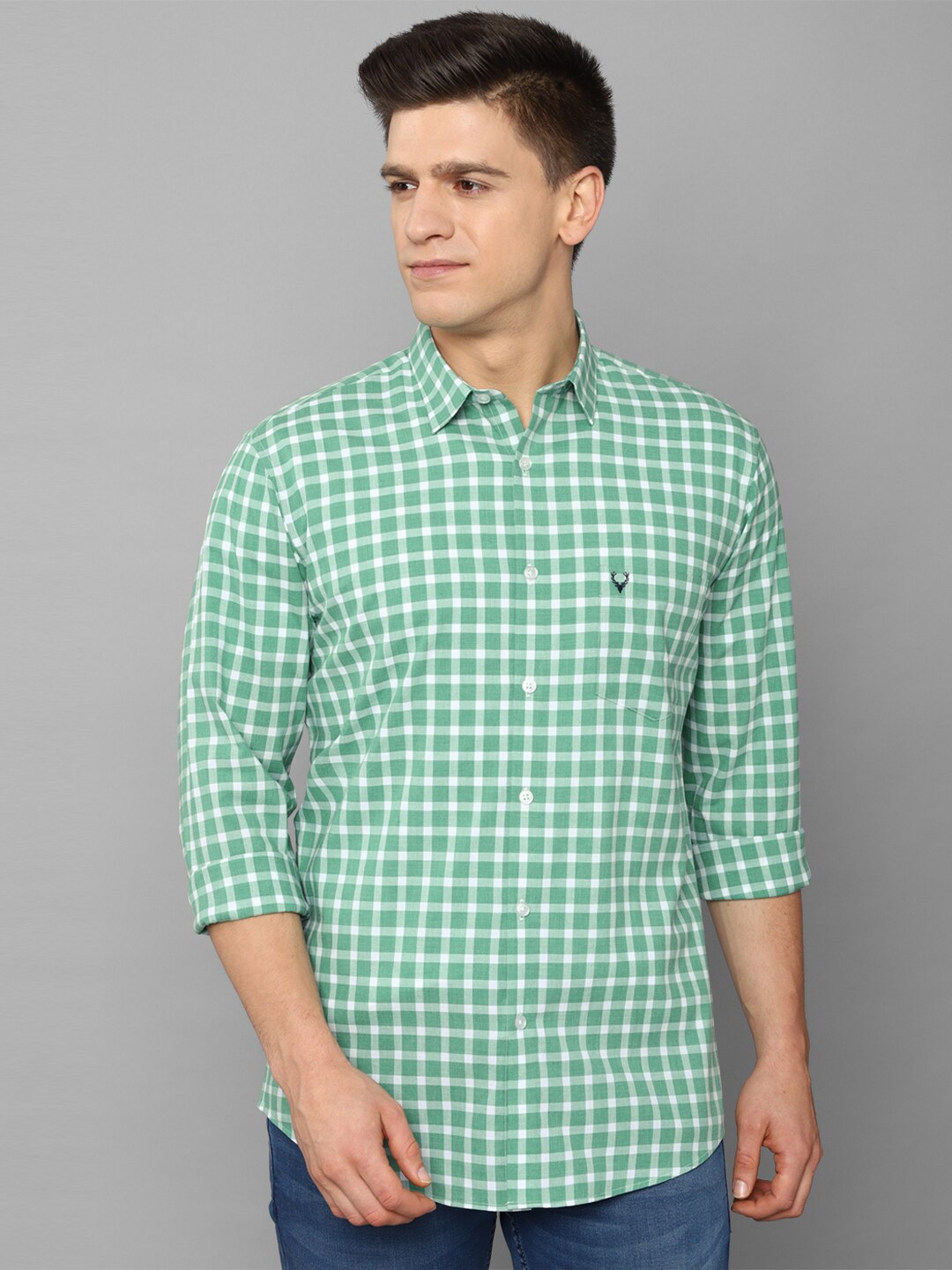 

Allen Solly Men Green Slim Fit Checked Casual Shirt
