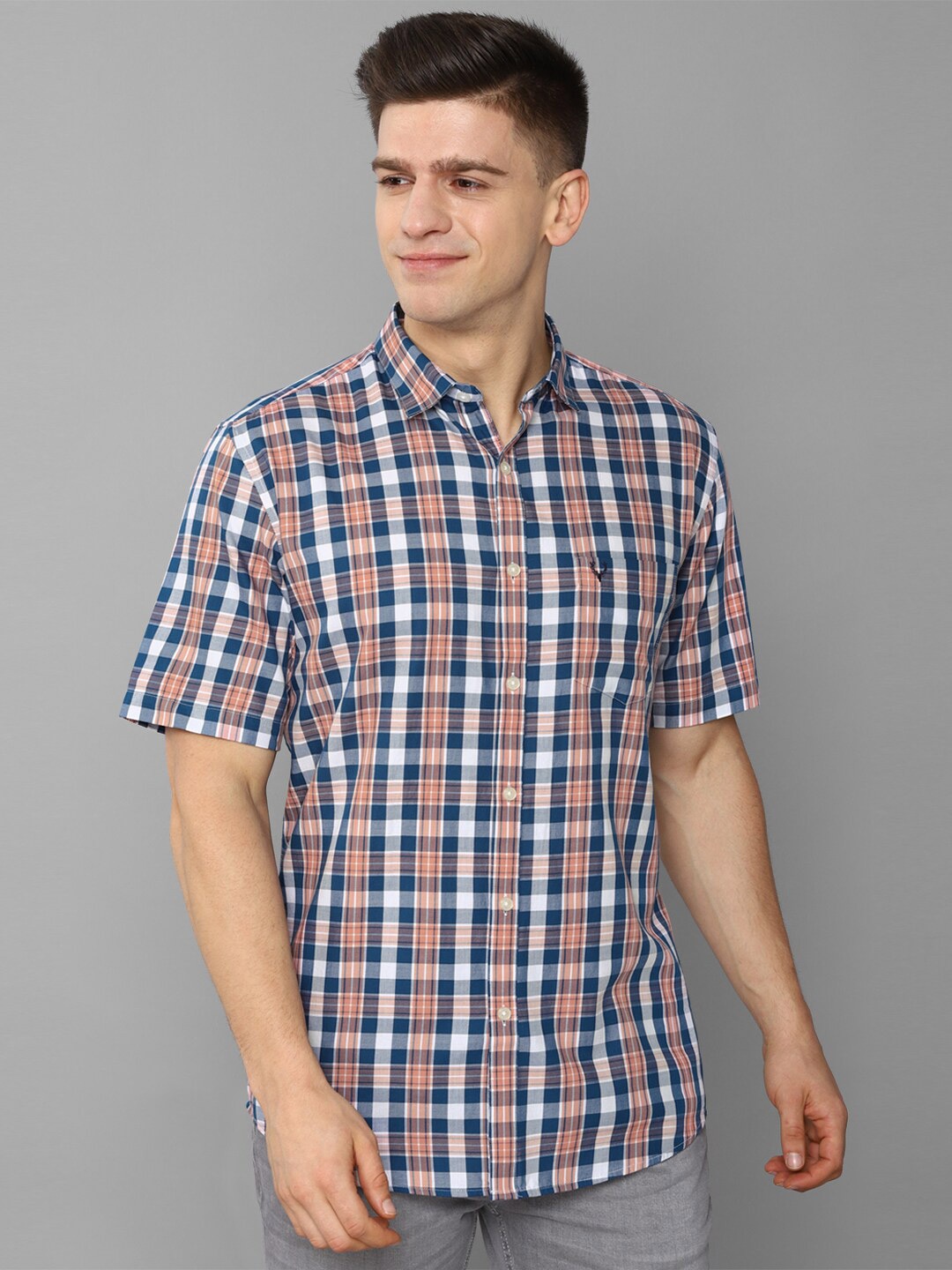 

Allen Solly Men White Slim Fit Tartan Checks Checked Cotton Casual Shirt