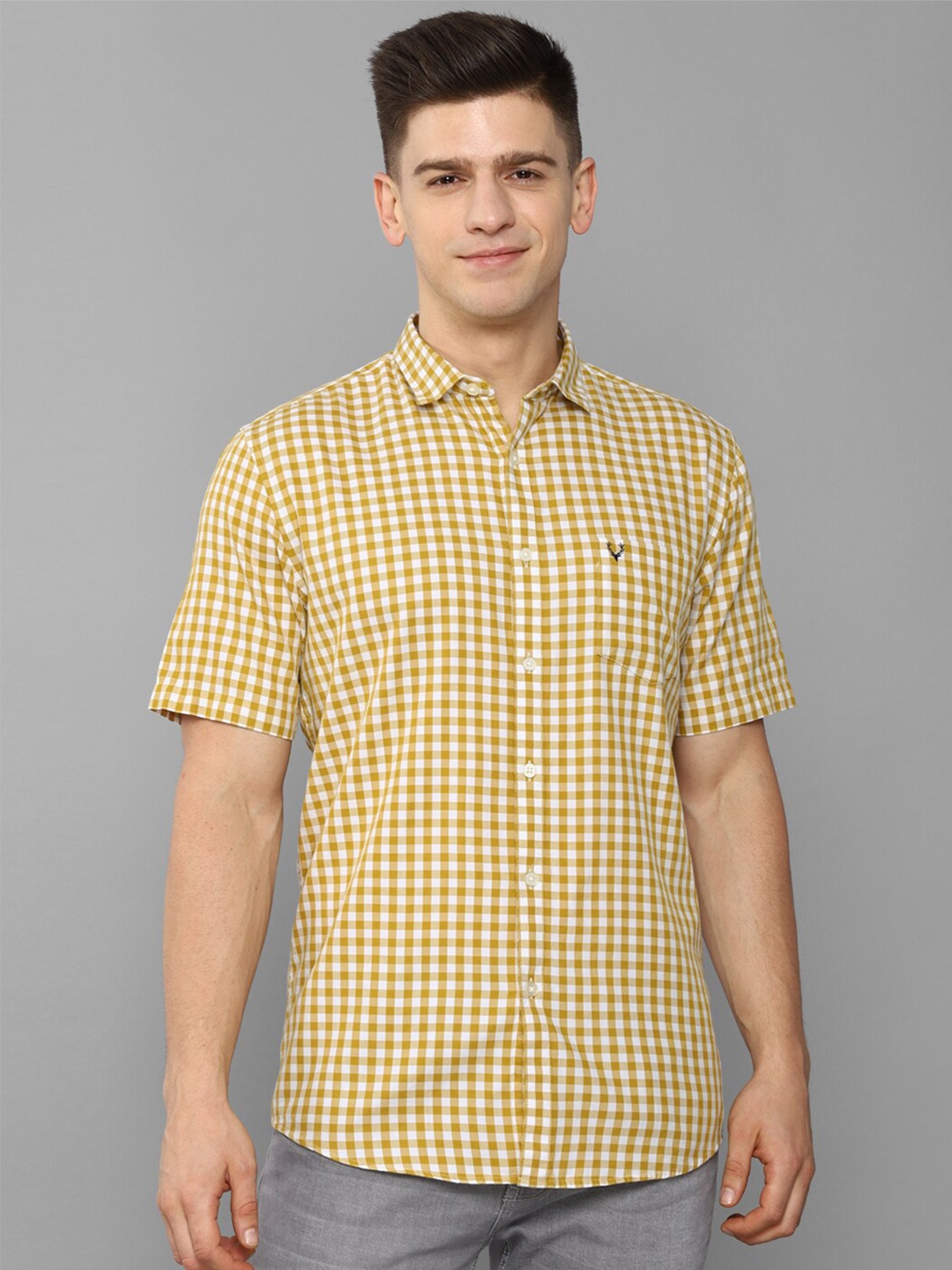

Allen Solly Men Yellow Gingham Checks Checked Casual Shirt