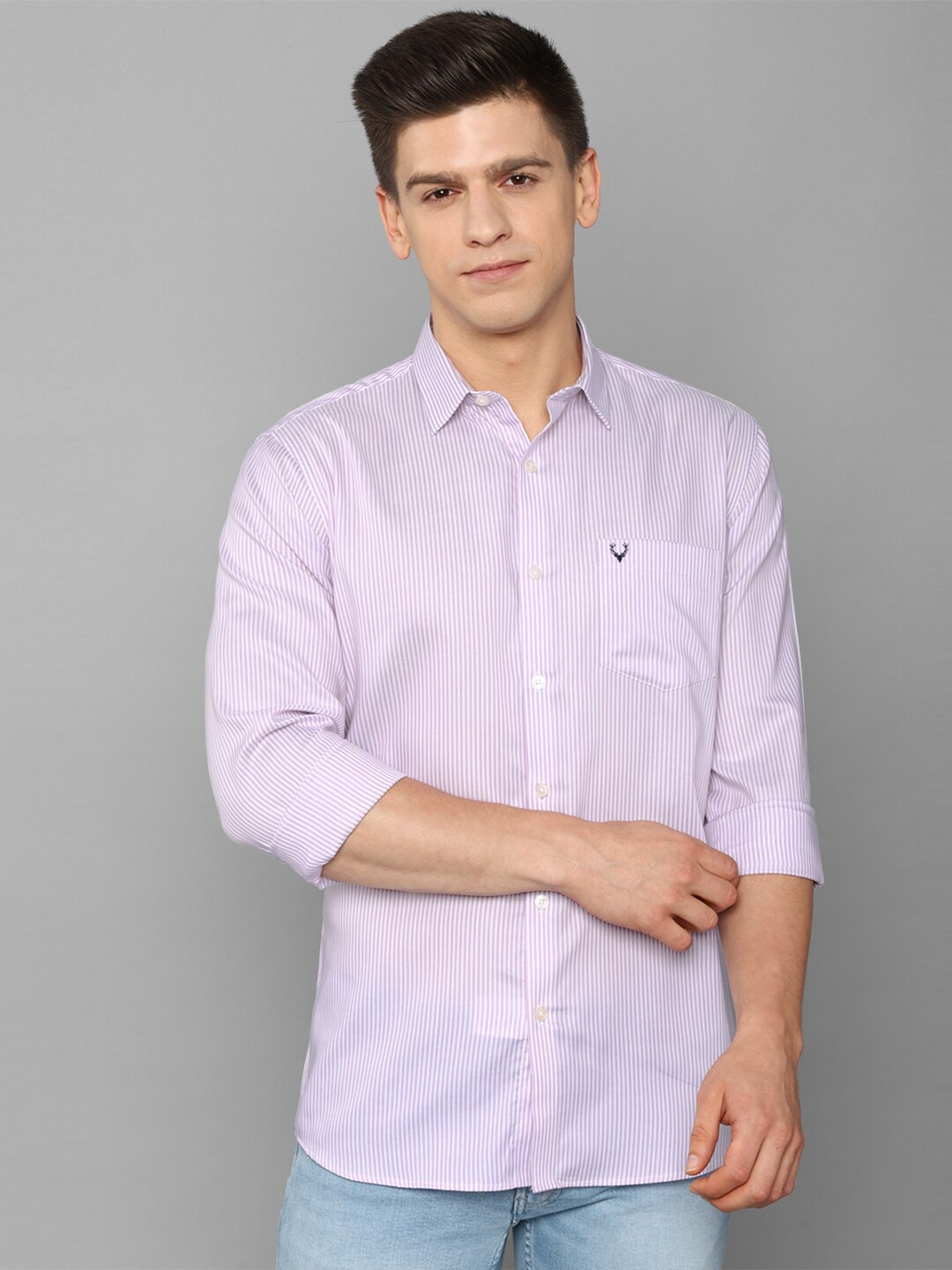 

Allen Solly Men Purple Striped Casual Shirt