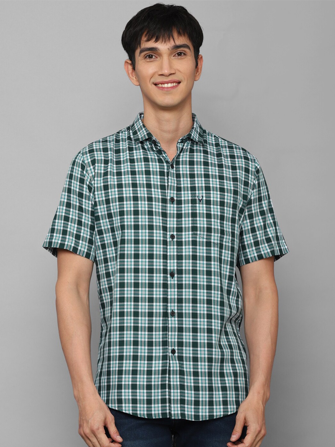 

Allen Solly Men Green Tartan Checks Checked Casual Shirt