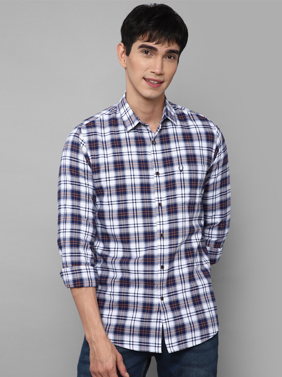 

Allen Solly Men Blue Slim Fit Tartan Checks Checked Casual Shirt