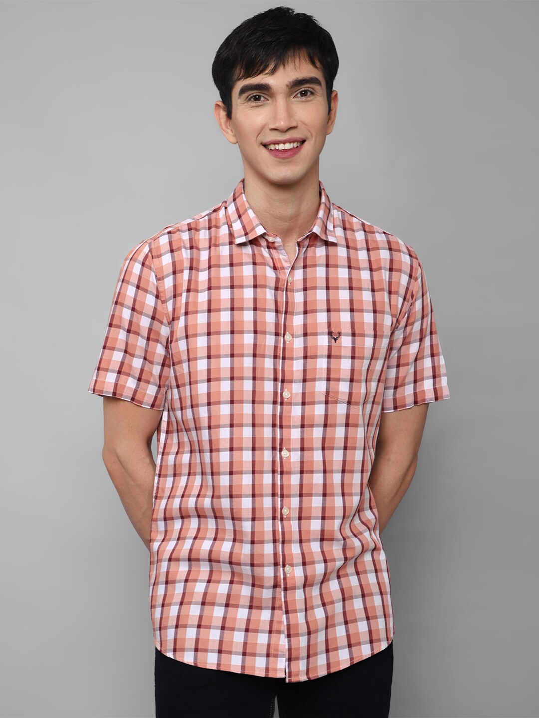 

Allen Solly Men Coral Slim Fit Tartan Checks Checked Cotton Casual Shirt