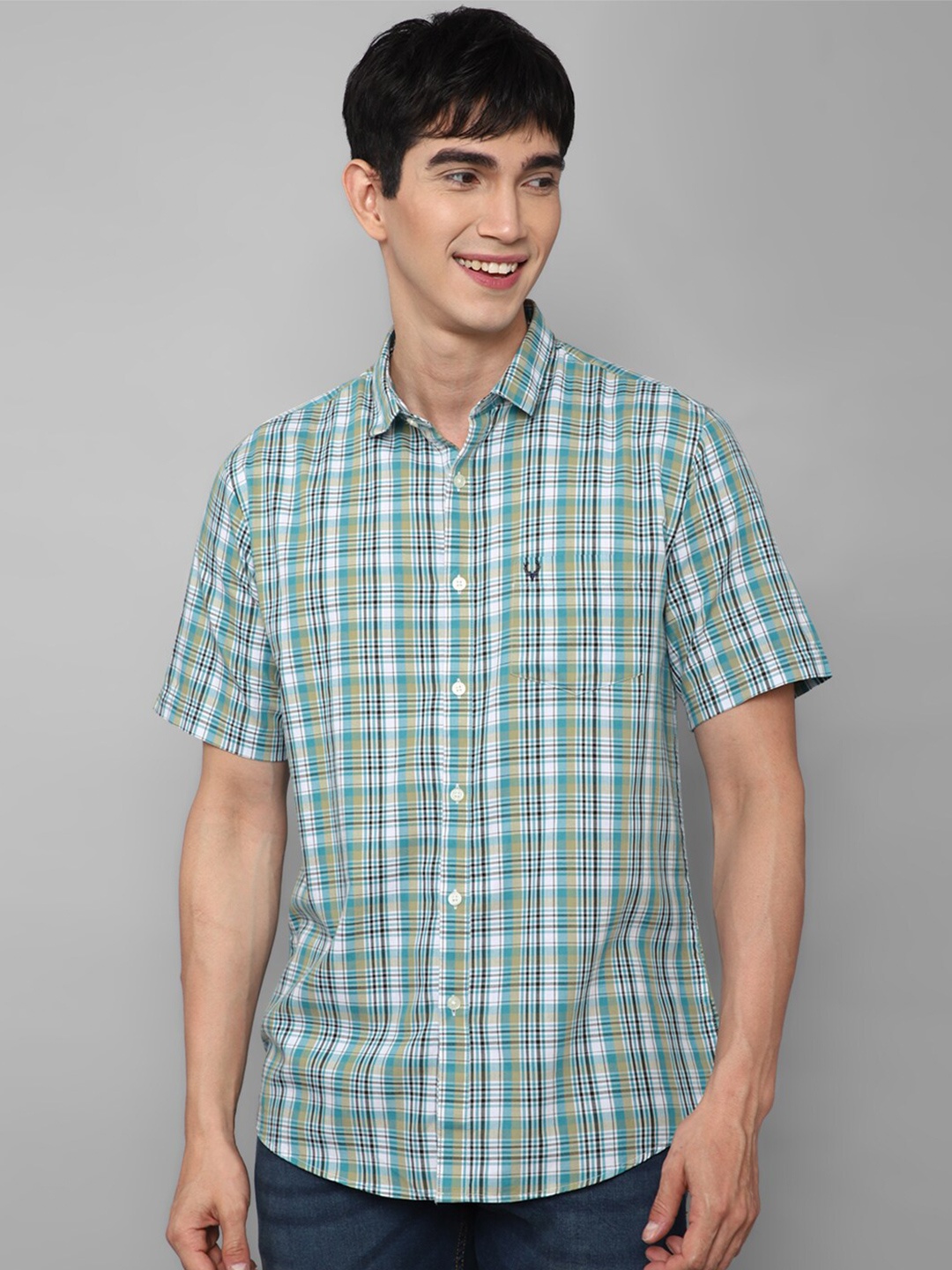 

Allen Solly Men Green Tartan Checks Checked Casual Shirt
