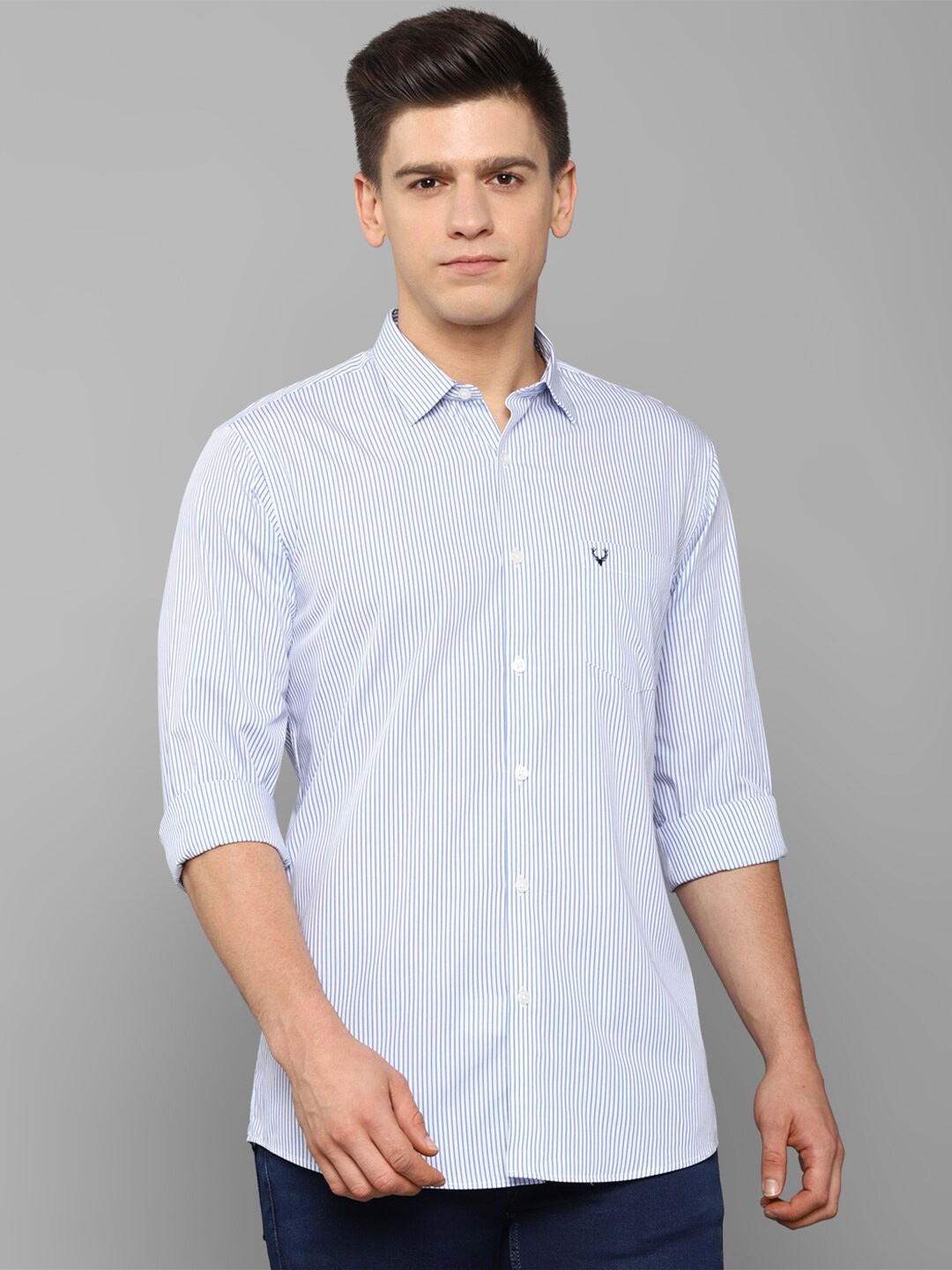 

Allen Solly Men Blue Slim Fit Striped Casual Shirt