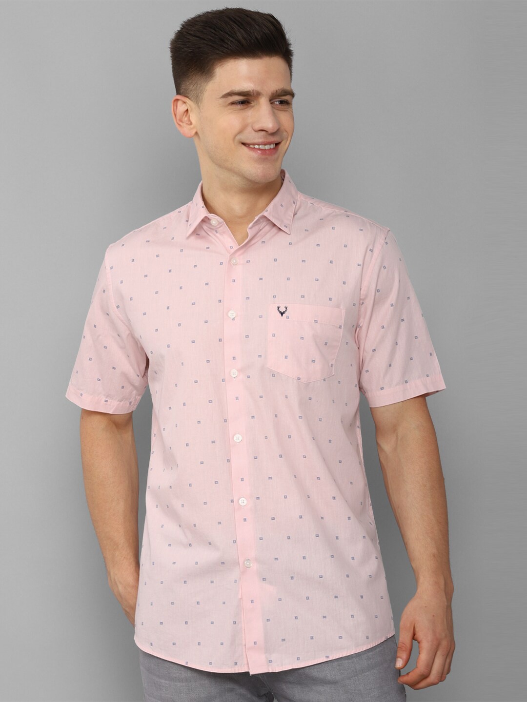 

Allen Solly Men Pink Slim Fit Printed Cotton Casual Shirt