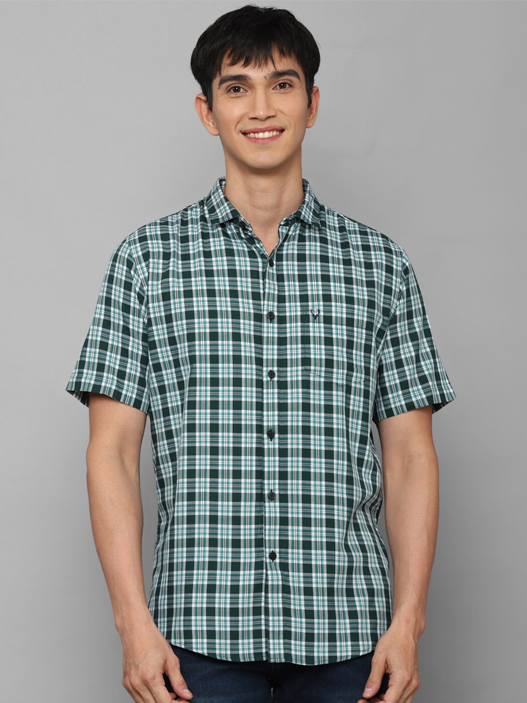 

Allen Solly Men Green Slim Fit Tartan Checks Checked Pure Cotton Casual Shirt
