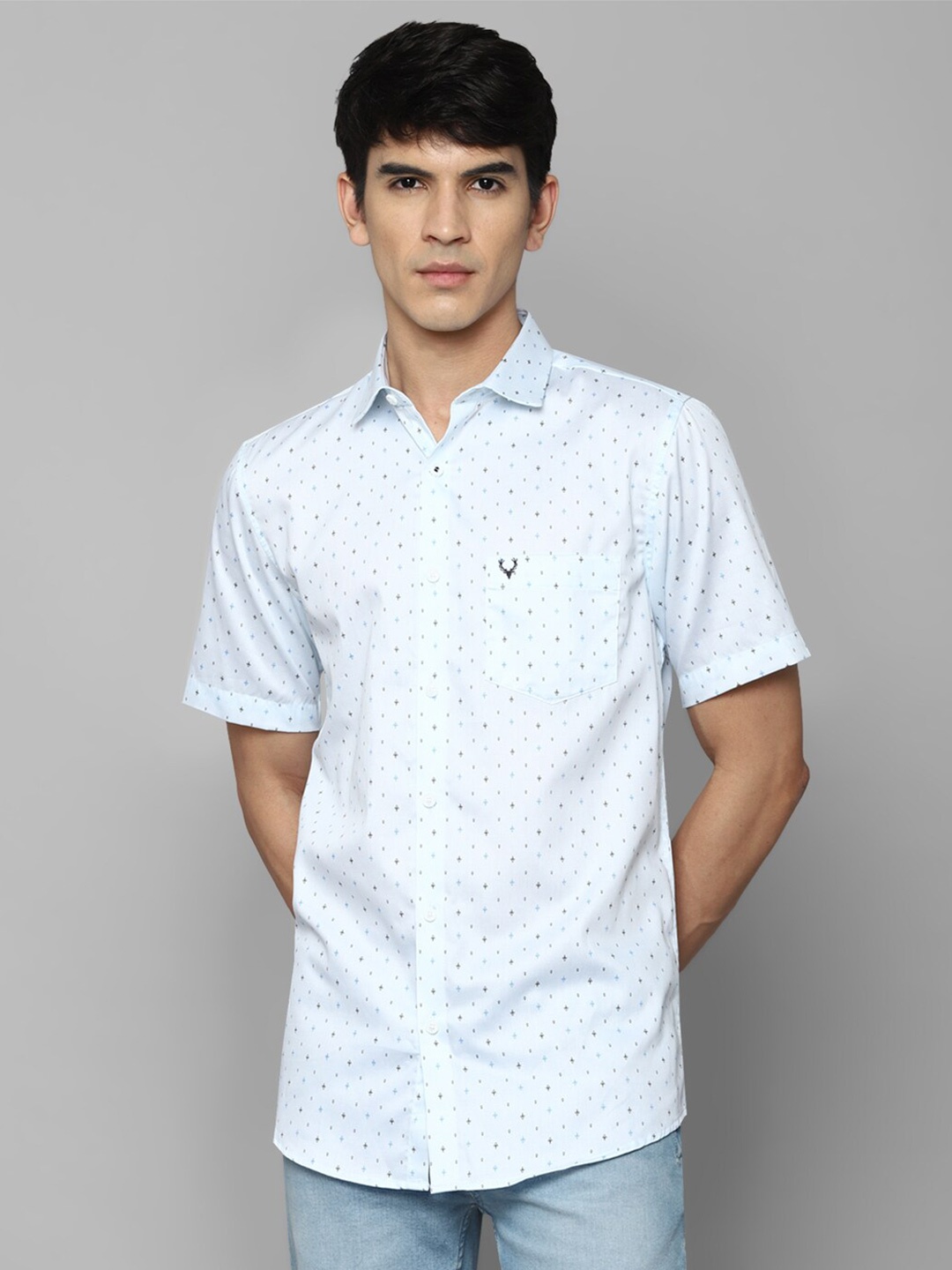 

Allen Solly Men Blue Slim Fit Printed Cotton Casual Shirt