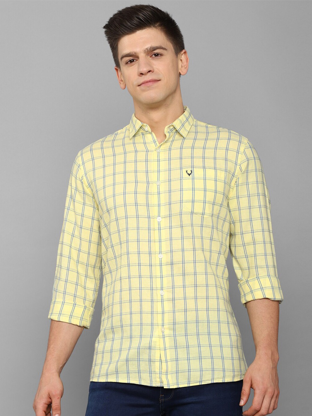 

Allen Solly Men Yellow Slim Fit Checked Casual Shirt