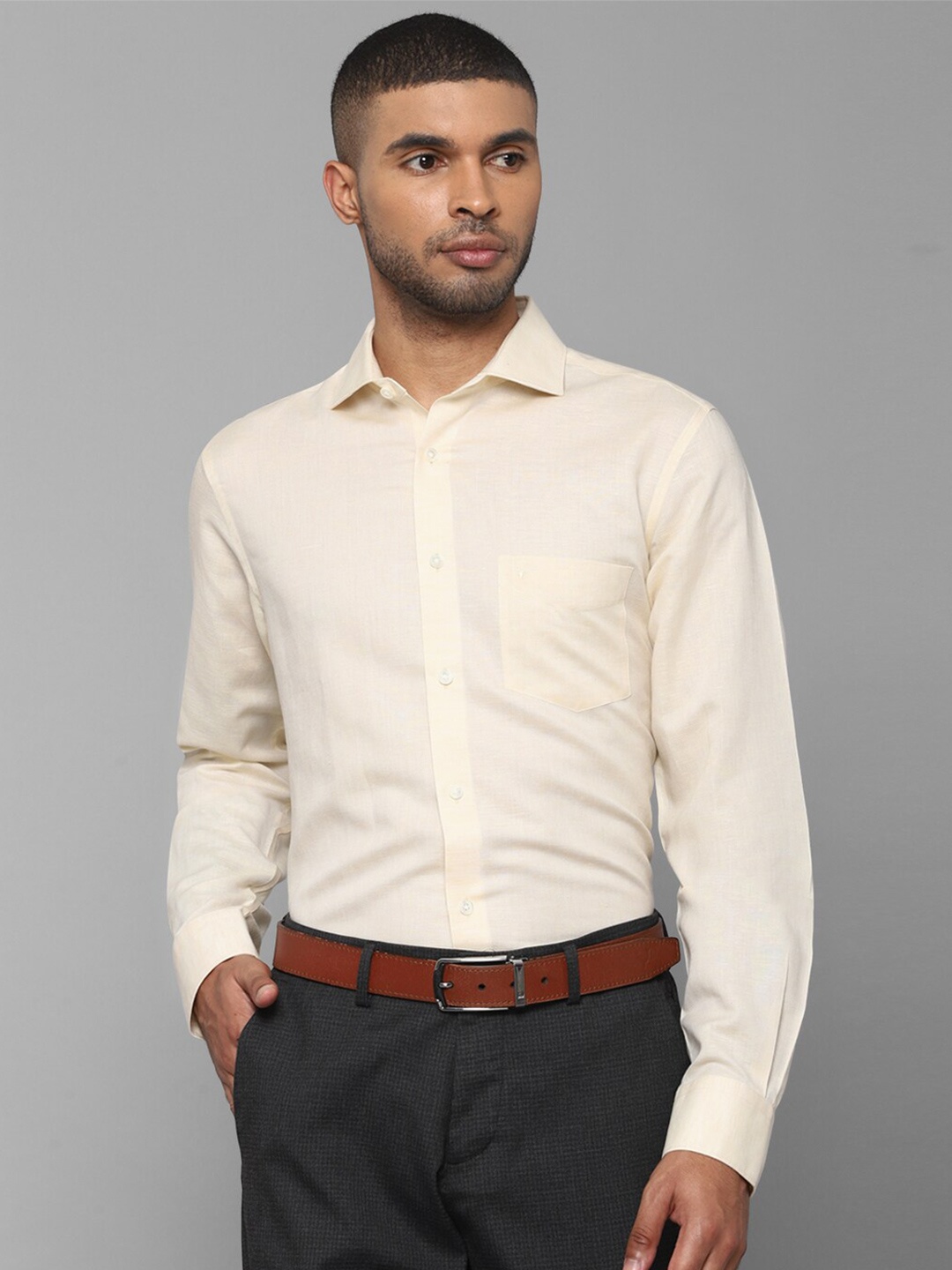 

Allen Solly Men Cream-Coloured Slim Fit Cotton Formal Shirt