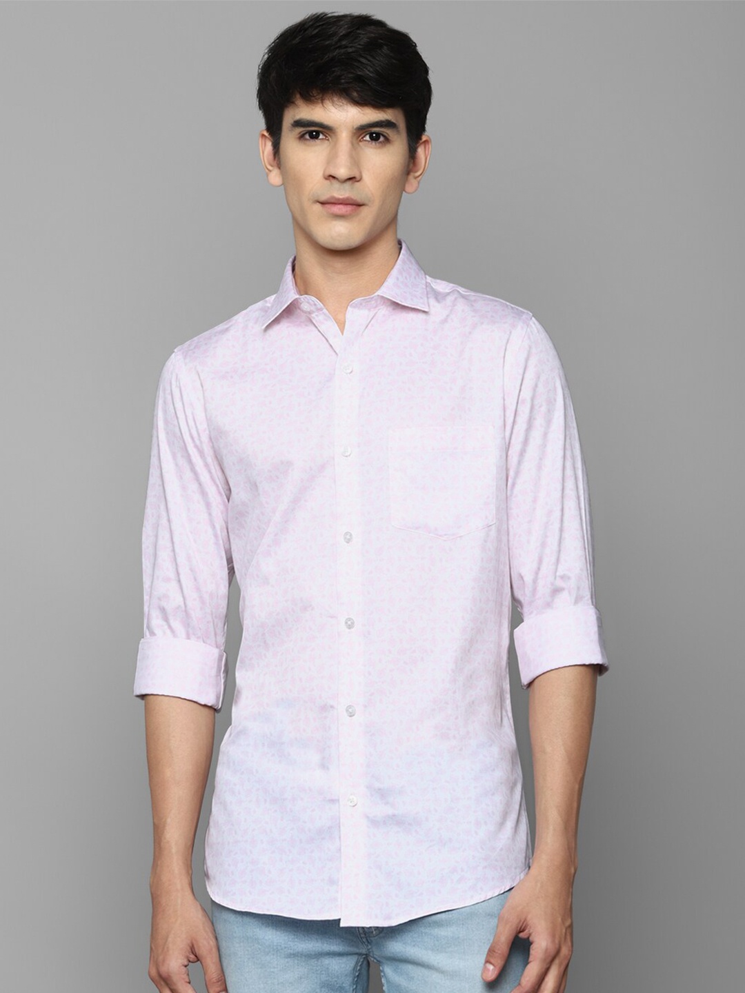 

Allen Solly Men Pink Slim Fit Printed Pure Cotton Casual Shirt