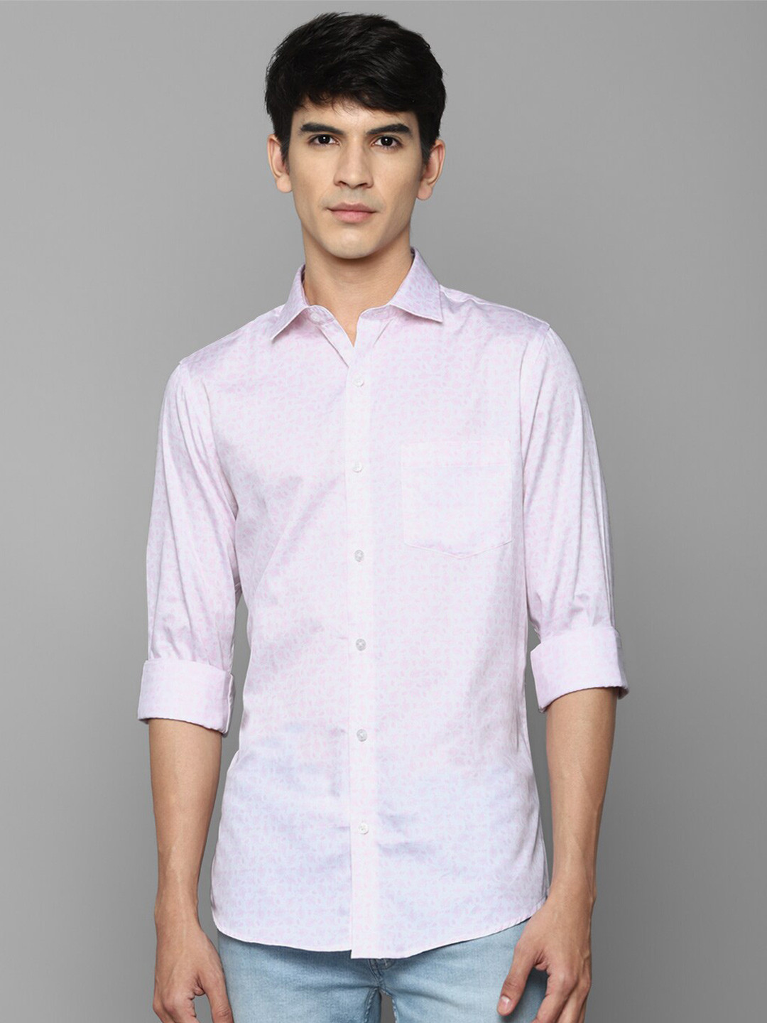 

Allen Solly Men Purple Slim Fit Printed Cotton Casual Shirt