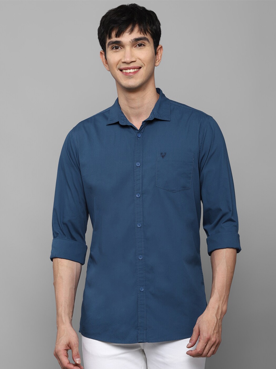 

Allen Solly Sport Men Blue Solid Cotton Casual Shirt