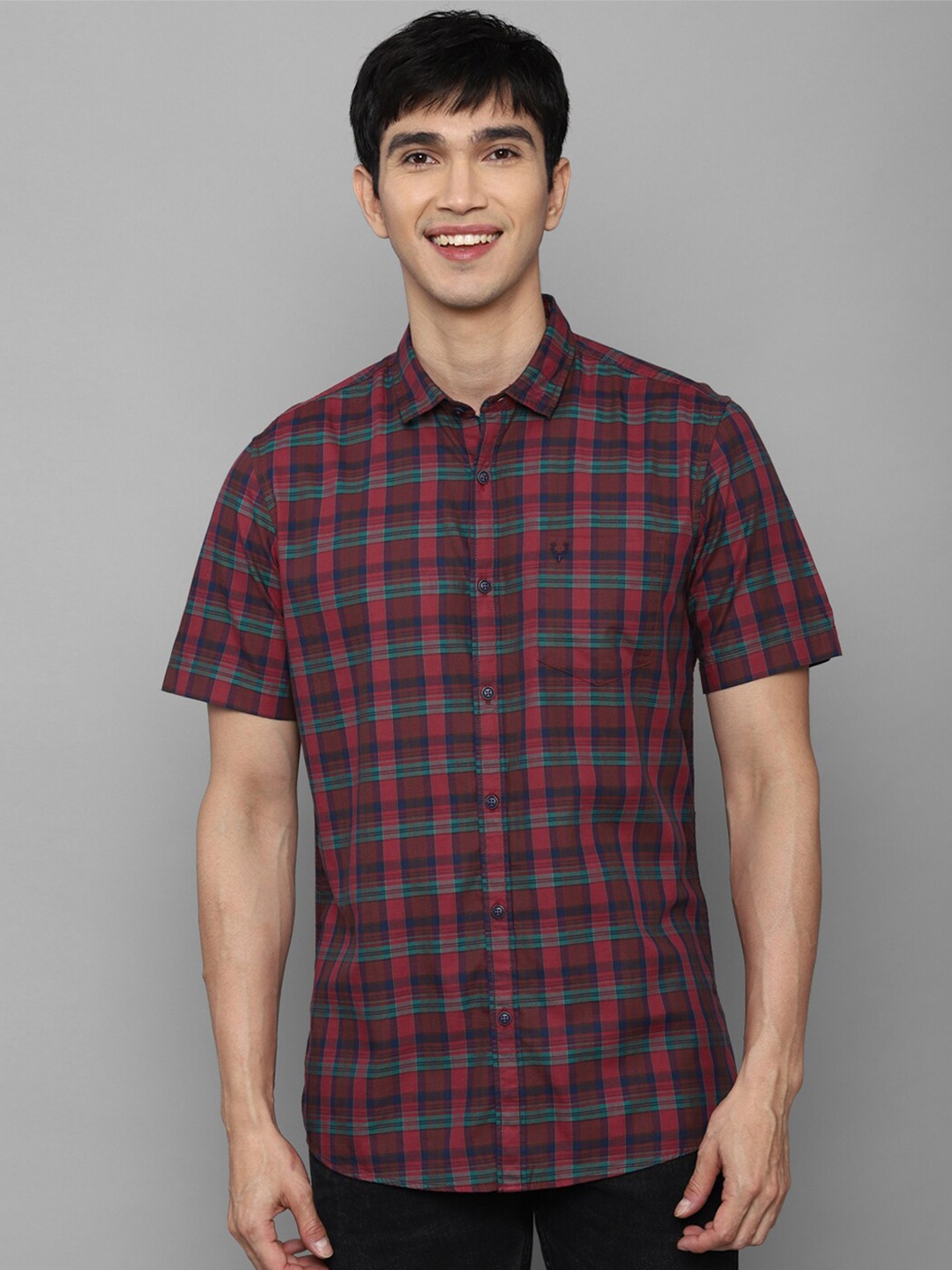 

Allen Solly Sport Men Maroon & Green Checked Cotton Casual Shirt