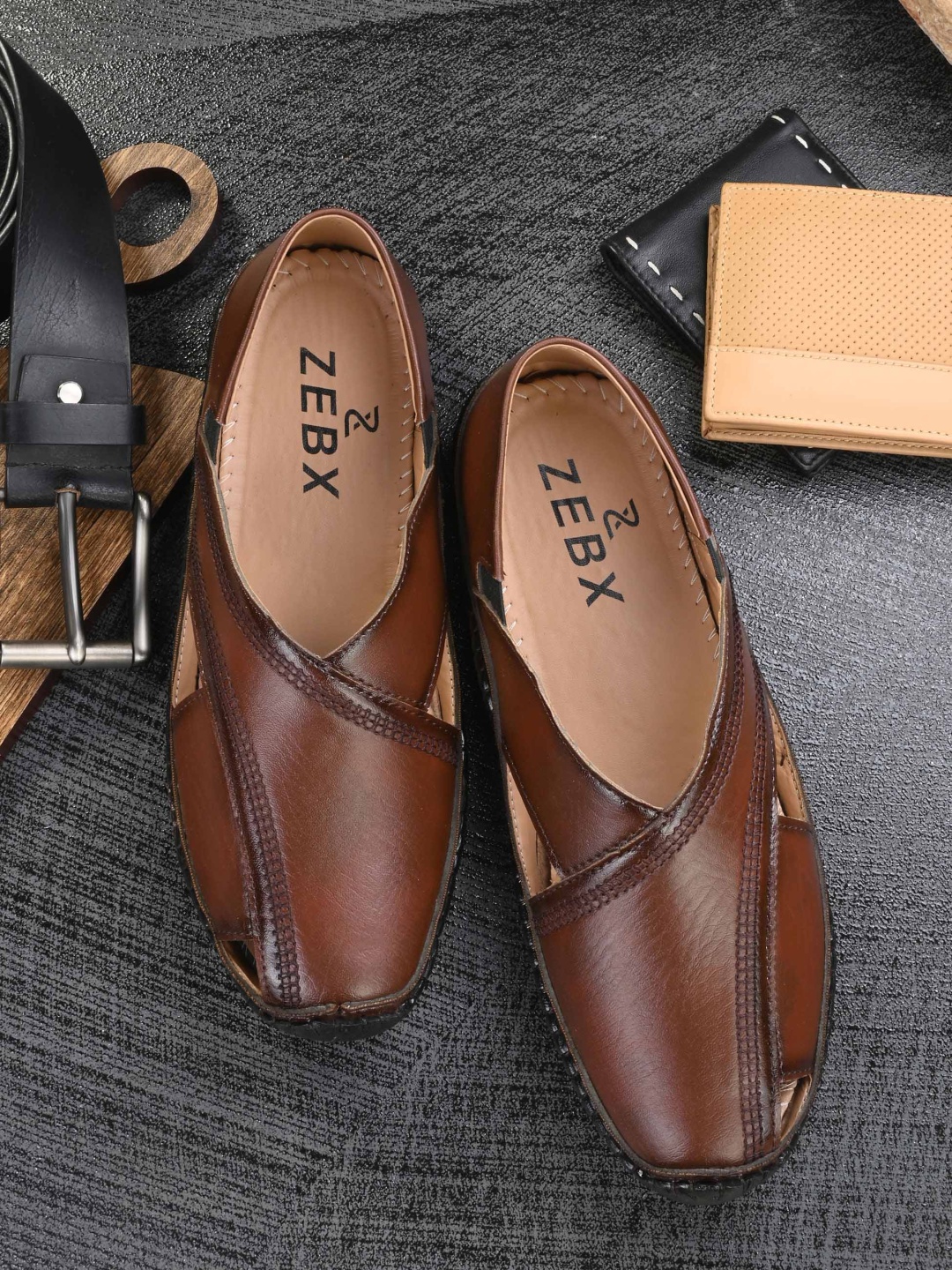 

ZEBX Men Brown Solid Loafers