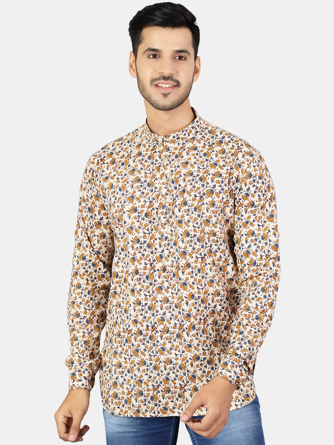 

Wintage Men Beige Floral Printed Kurta