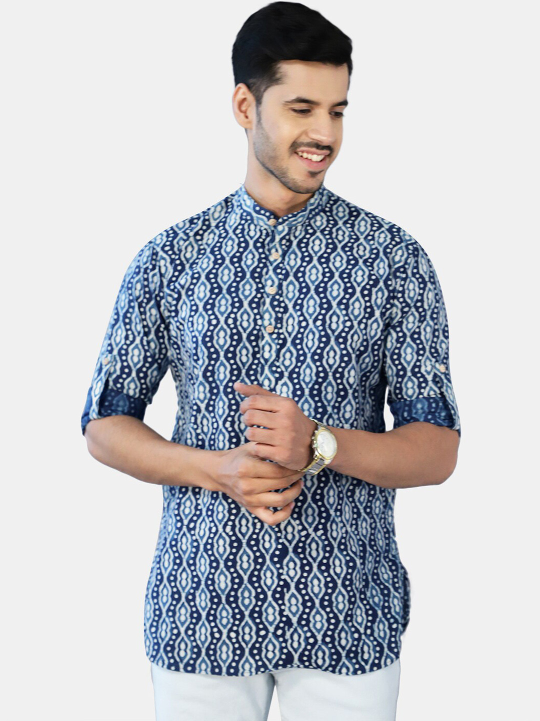 

Wintage Men Blue Ethnic Motifs Printed Kurta