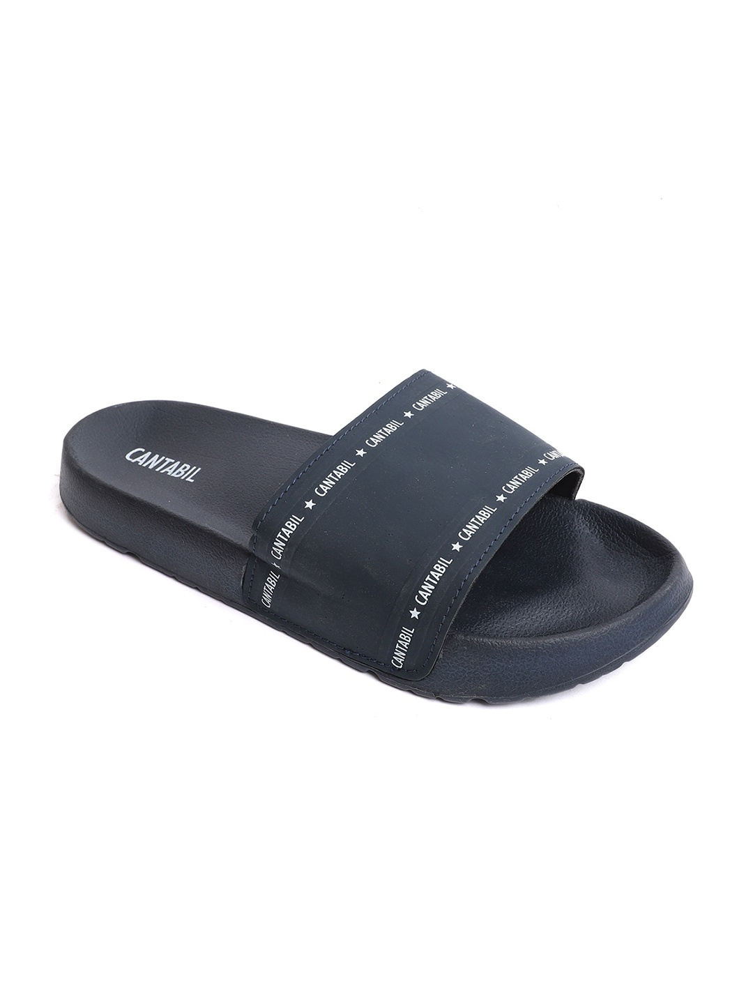 

Cantabil Men Navy Blue & White Printed Sliders